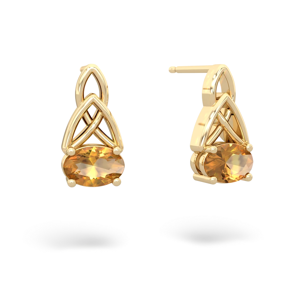 Citrine Celtic Trinity Knot 14K Yellow Gold earrings E2389