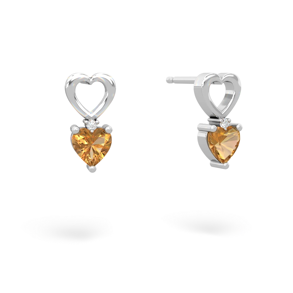 Citrine Four Hearts 14K White Gold earrings E2558