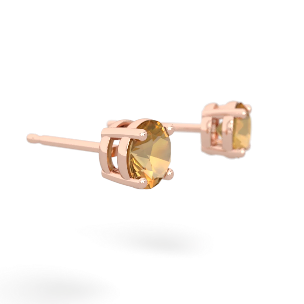 Citrine 5Mm Round Stud 14K Rose Gold earrings E1785