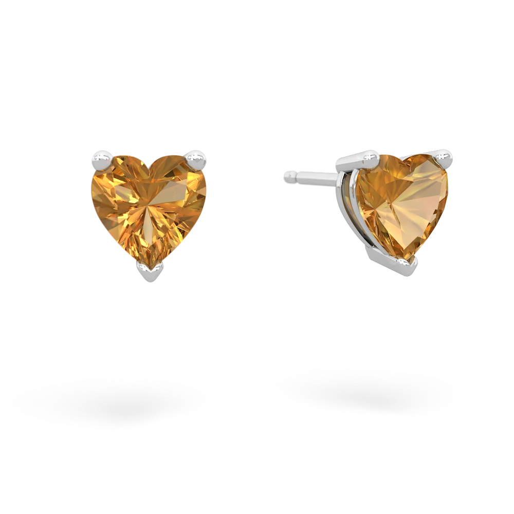 Citrine 6Mm Heart Stud 14K White Gold earrings E1862