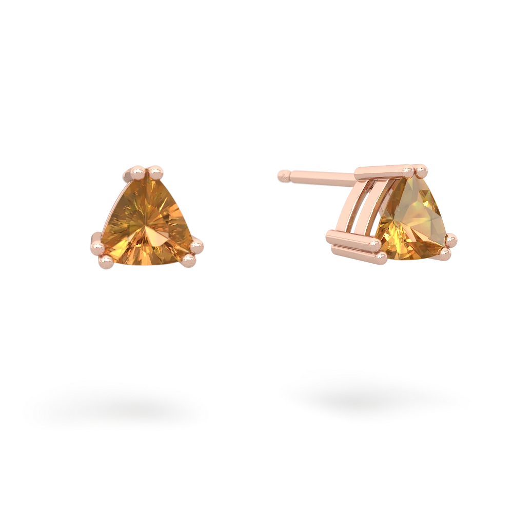 Citrine 5Mm Trillion Stud 14K Rose Gold earrings E1858