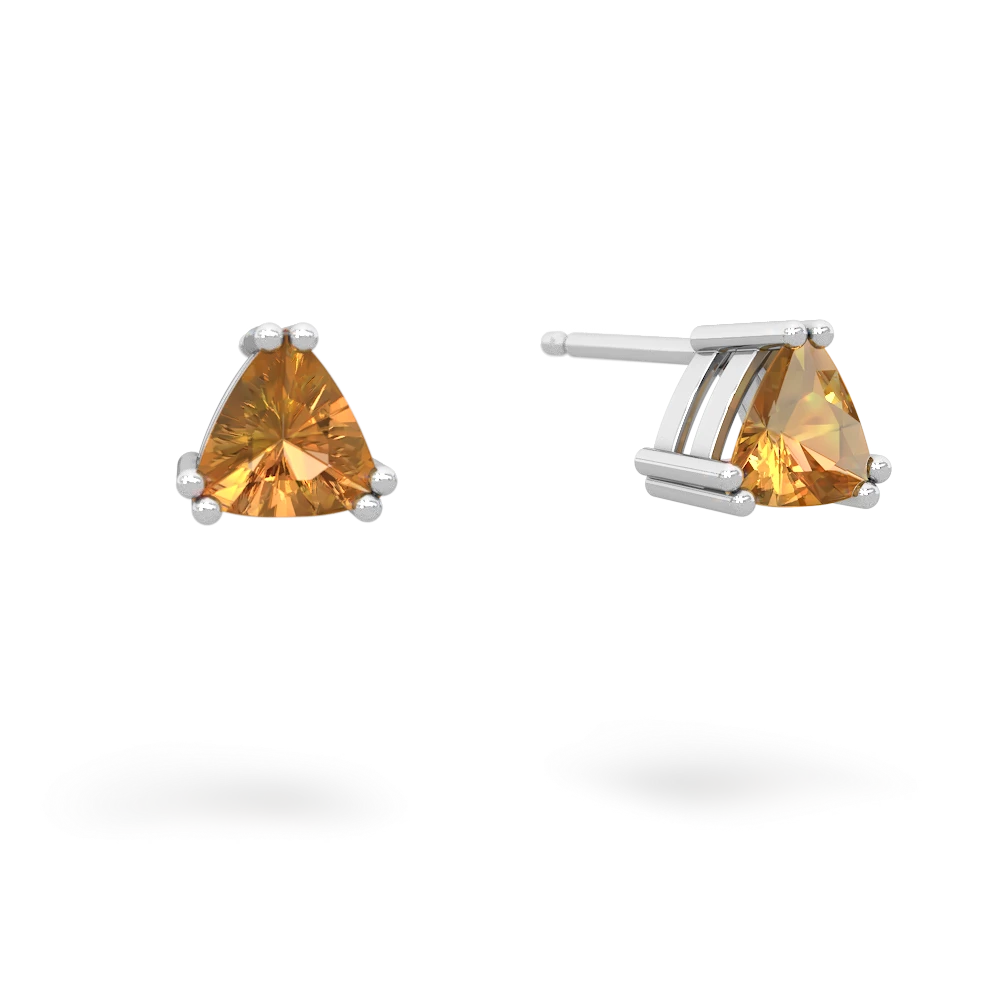 Citrine 5Mm Trillion Stud 14K White Gold earrings E1858