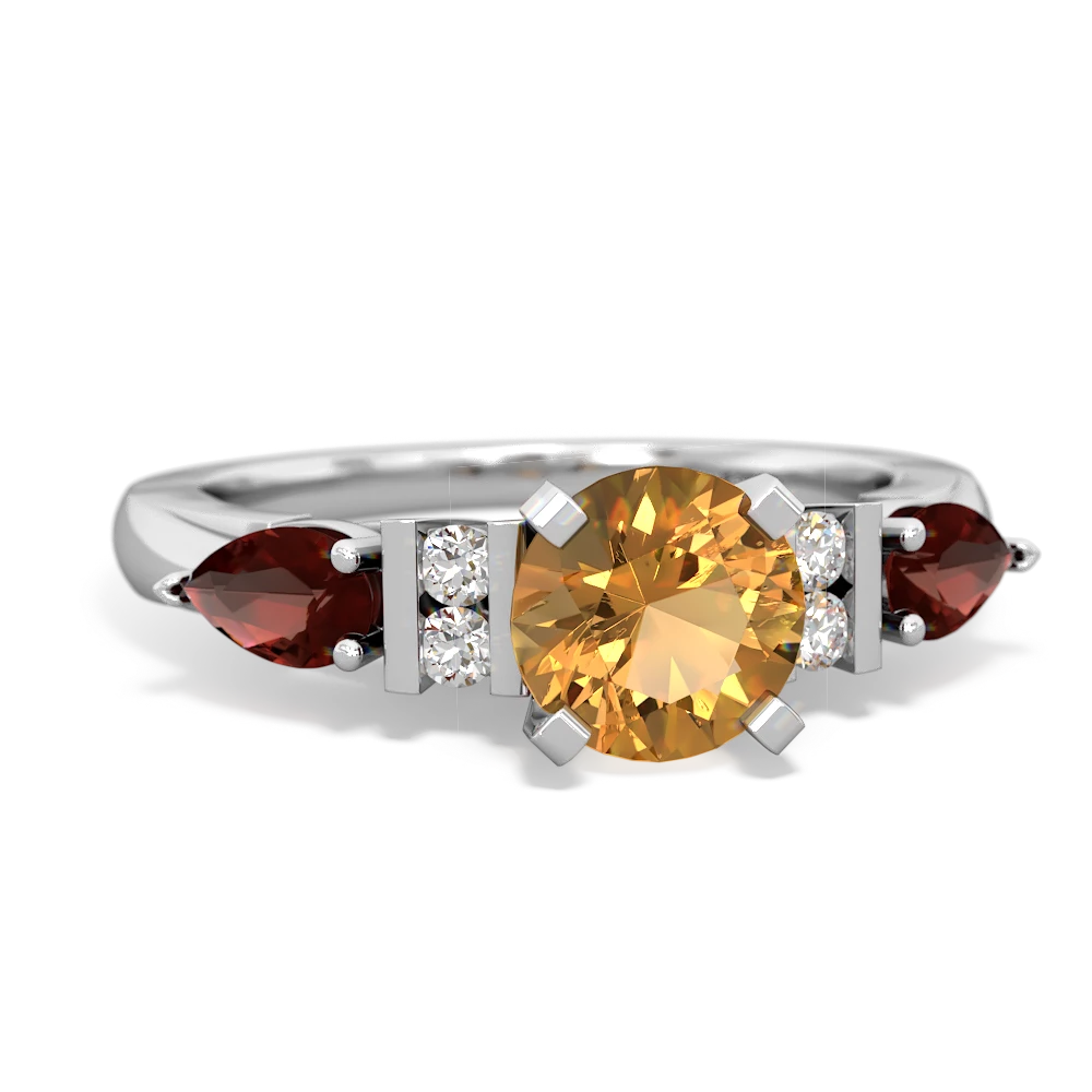 Citrine 6Mm Round Eternal Embrace Engagement 14K White Gold ring R2005