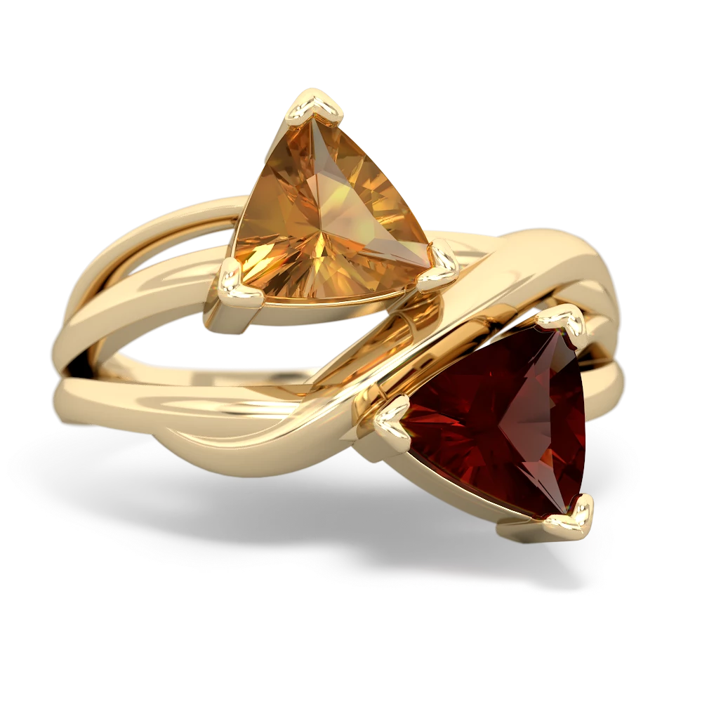 Citrine Split Band Swirl 14K Yellow Gold ring R2341