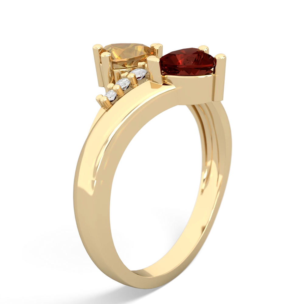 Citrine Heart To Heart 14K Yellow Gold ring R2064