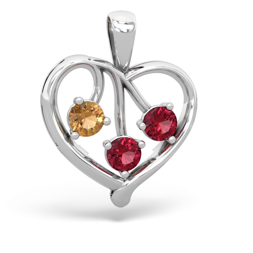 Citrine Glowing Heart 14K White Gold pendant P2233