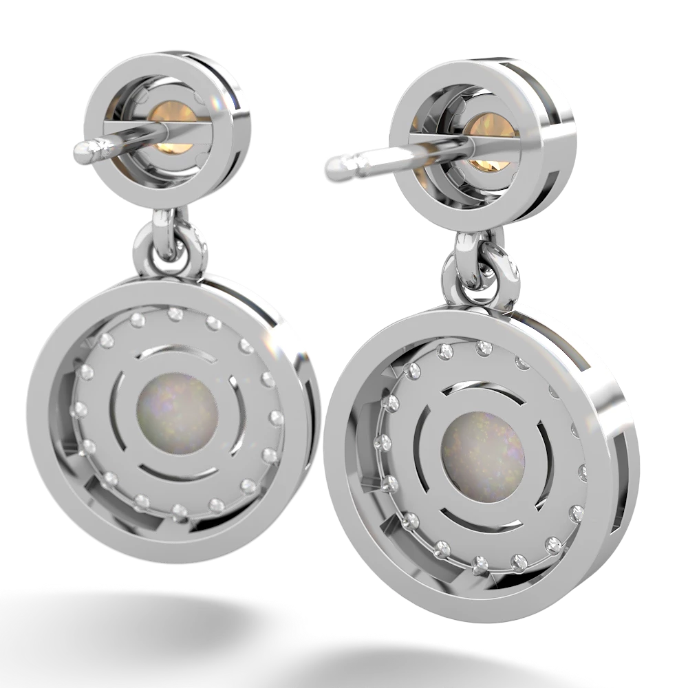 Citrine Halo Dangle 14K White Gold earrings E5319