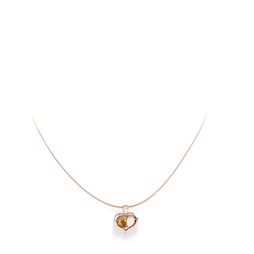 Citrine Two Become One 14K Rose Gold pendant P5330