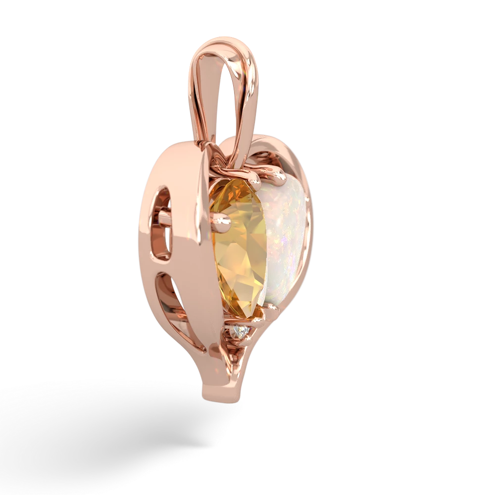 Citrine Two Become One 14K Rose Gold pendant P5330