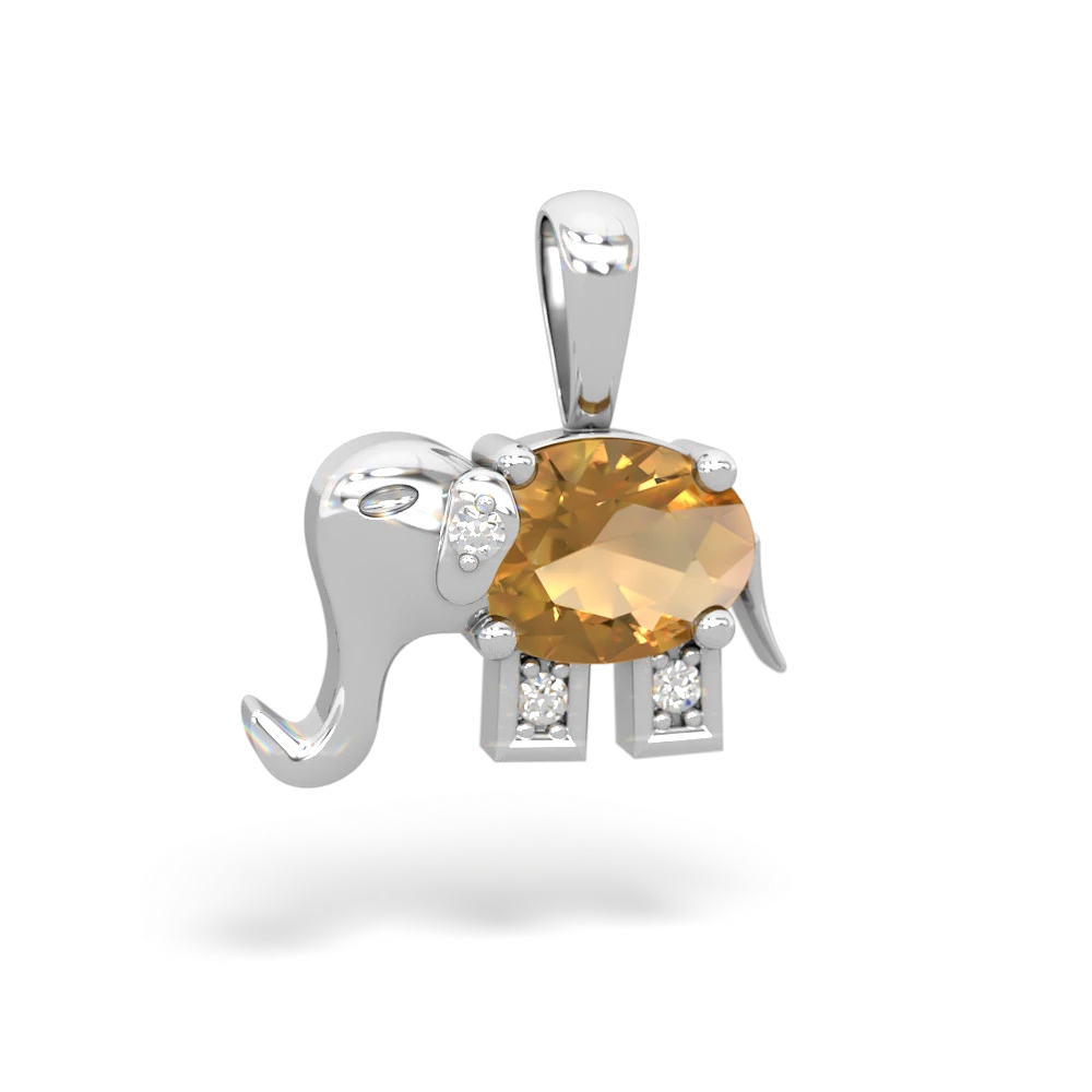 Citrine Elephant 14K White Gold pendant P2555