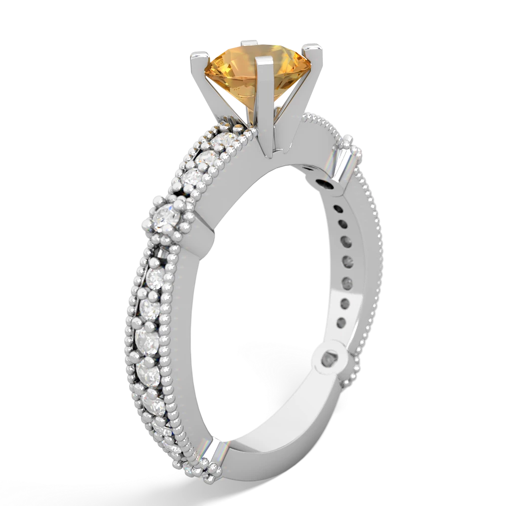 Citrine Sparkling Tiara 6Mm Round 14K White Gold ring R26296RD