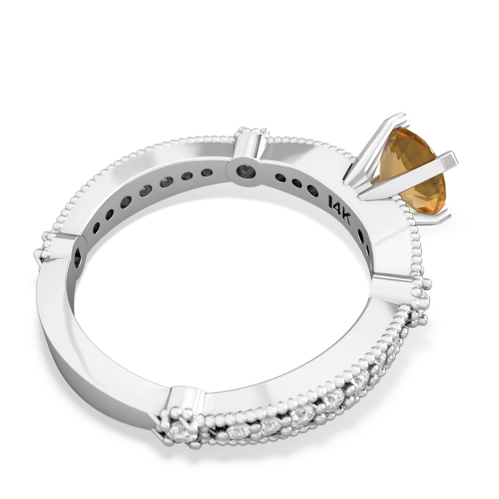 Citrine Sparkling Tiara 6Mm Round 14K White Gold ring R26296RD
