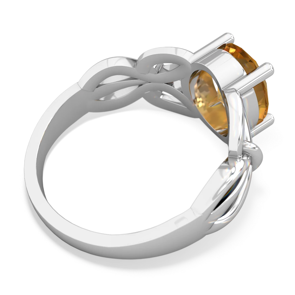 Citrine Celtic Knot Cocktail 14K White Gold ring R2377