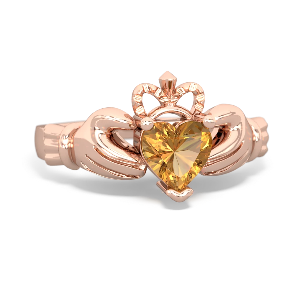 Citrine Claddagh 14K Rose Gold ring R2370