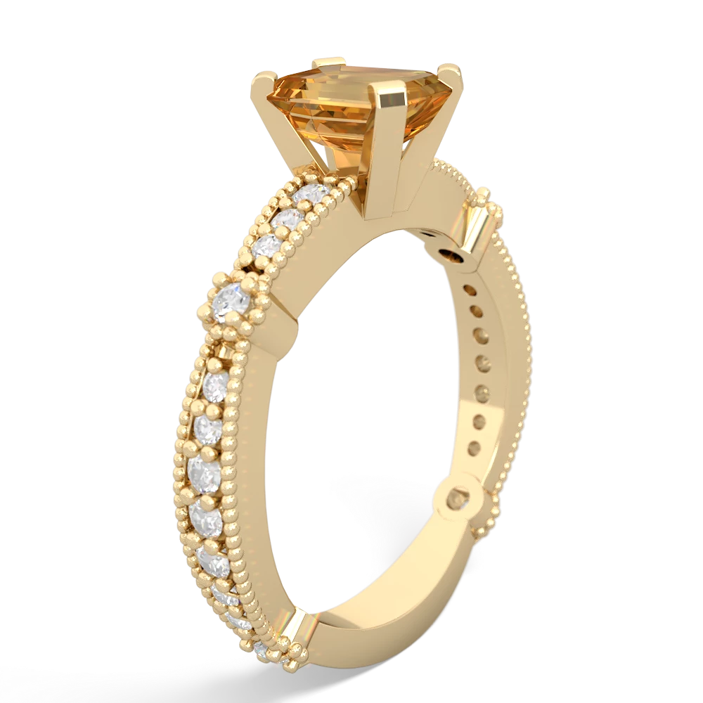 Citrine Sparkling Tiara 7X5mm Emerald-Cut 14K Yellow Gold ring R26297EM