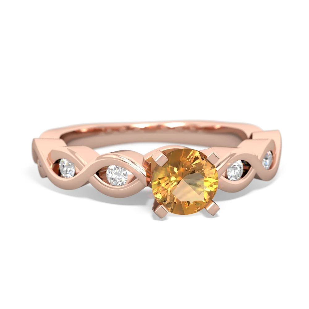 Citrine Infinity 5Mm Round Engagement 14K Rose Gold ring R26315RD