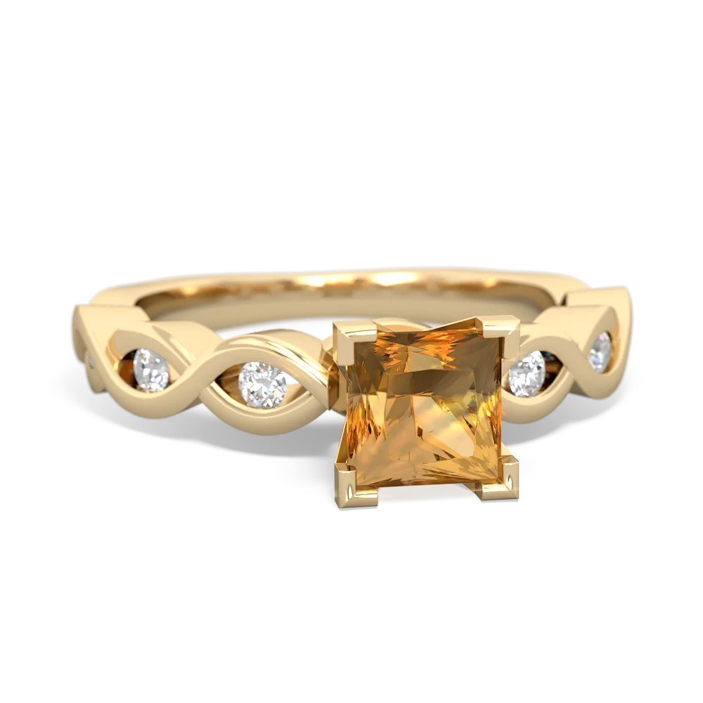 Citrine Infinity 5Mm Square Engagement 14K Yellow Gold ring R26315SQ