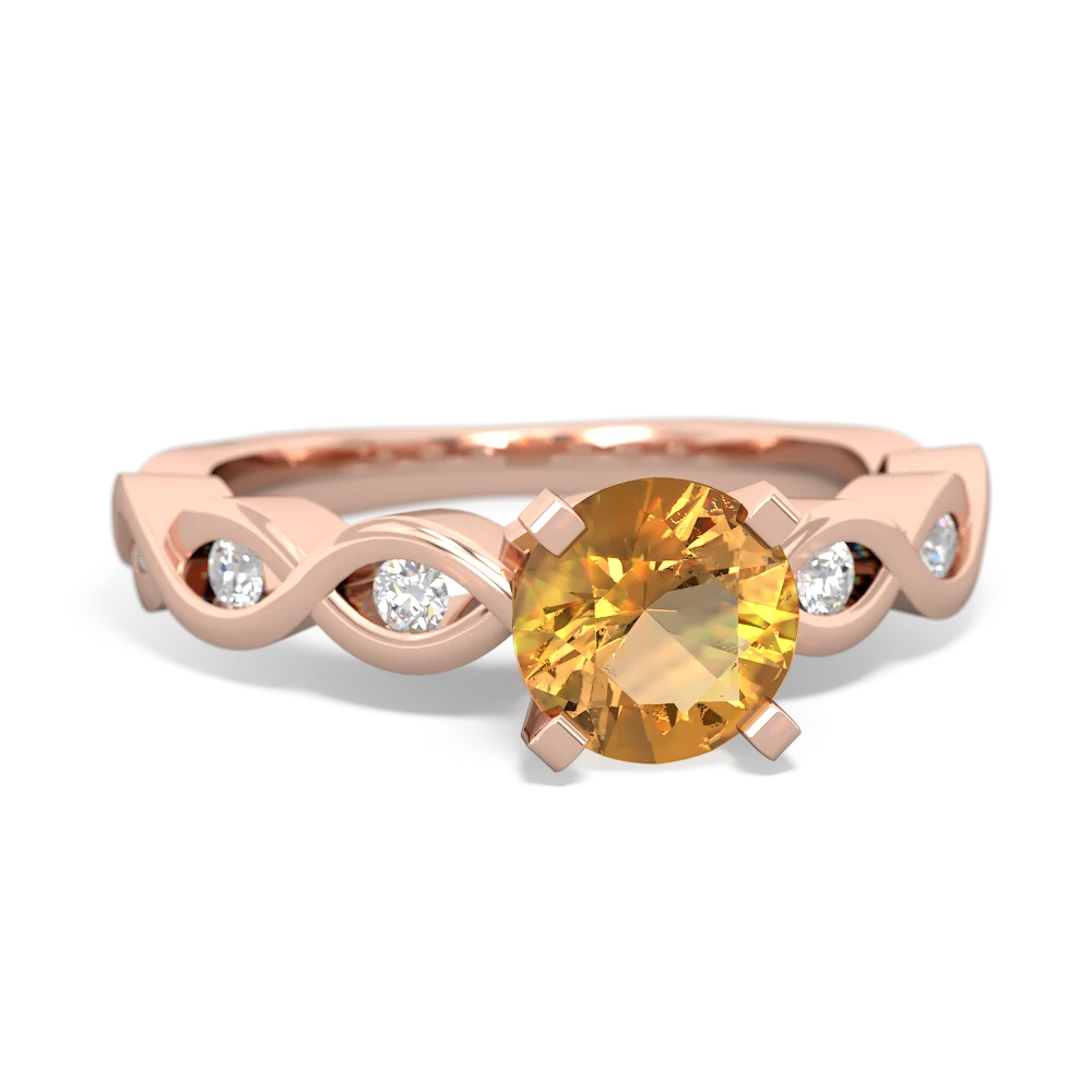 Citrine Infinity 6Mm Round Engagement 14K Rose Gold ring R26316RD