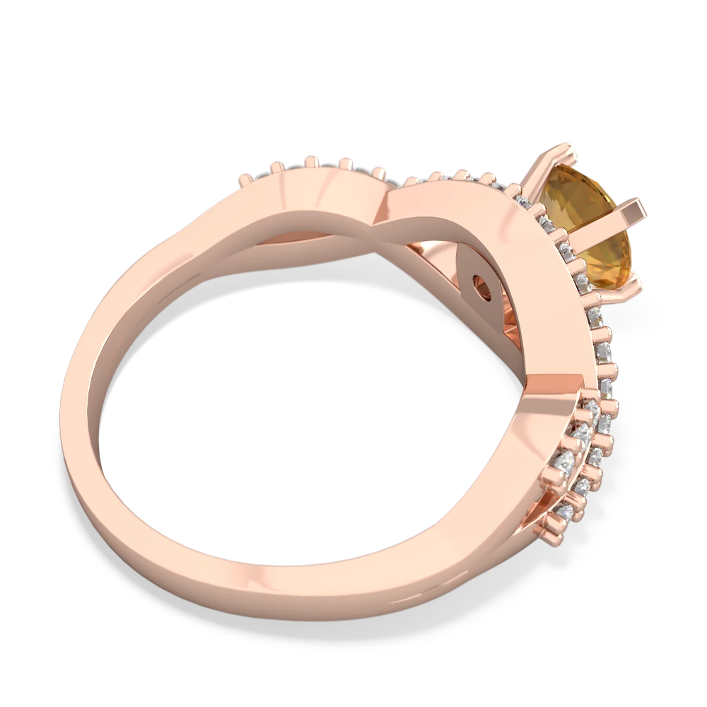 Citrine Diamond Twist 6Mm Round Engagment  14K Rose Gold ring R26406RD