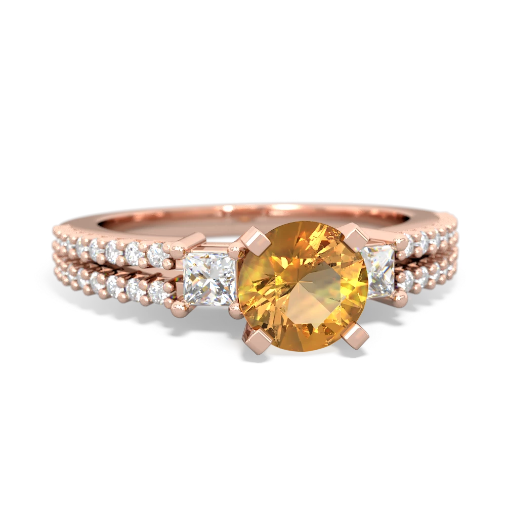 Citrine Classic 6Mm Round Engagement 14K Rose Gold ring R26436RD