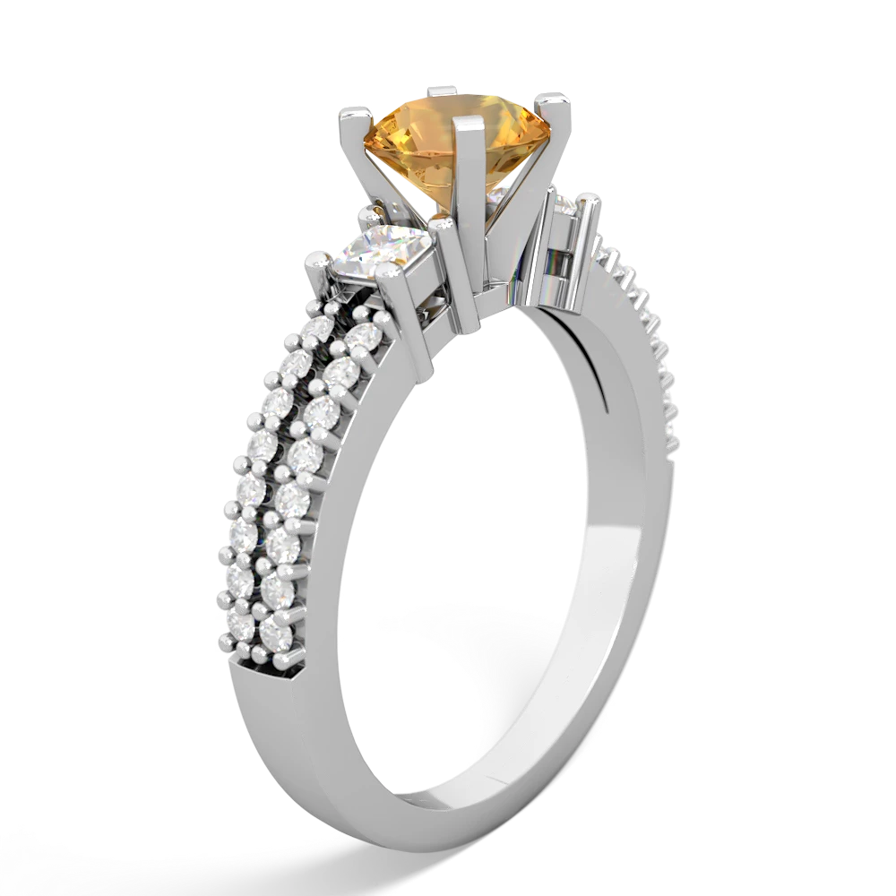 Citrine Classic 6Mm Round Engagement 14K White Gold ring R26436RD