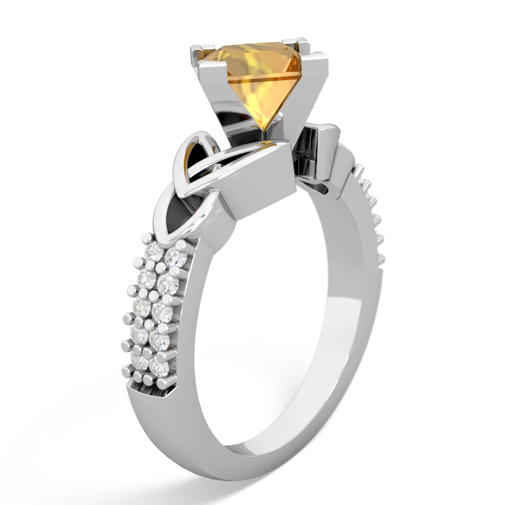 Citrine Celtic Knot 6Mm Princess Engagement 14K White Gold ring R26446SQ