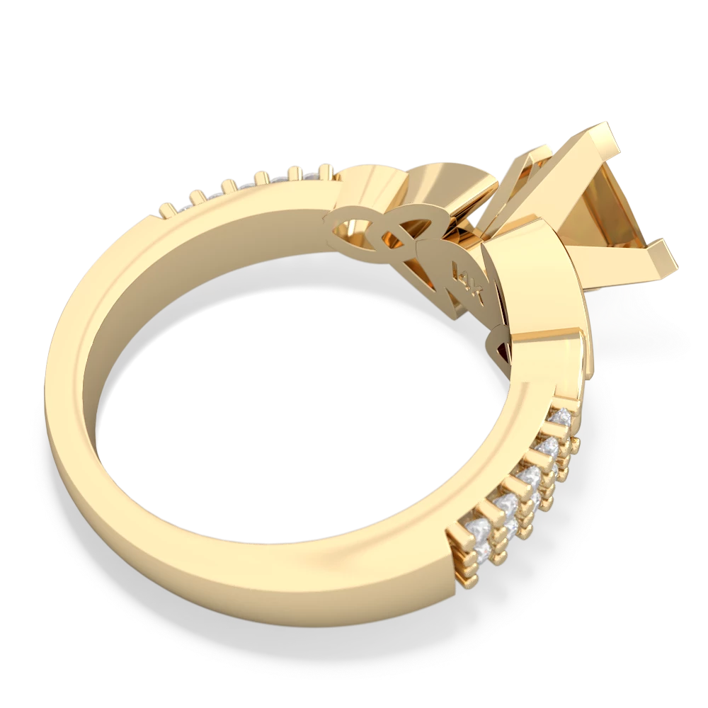 Citrine Celtic Knot 6Mm Princess Engagement 14K Yellow Gold ring R26446SQ