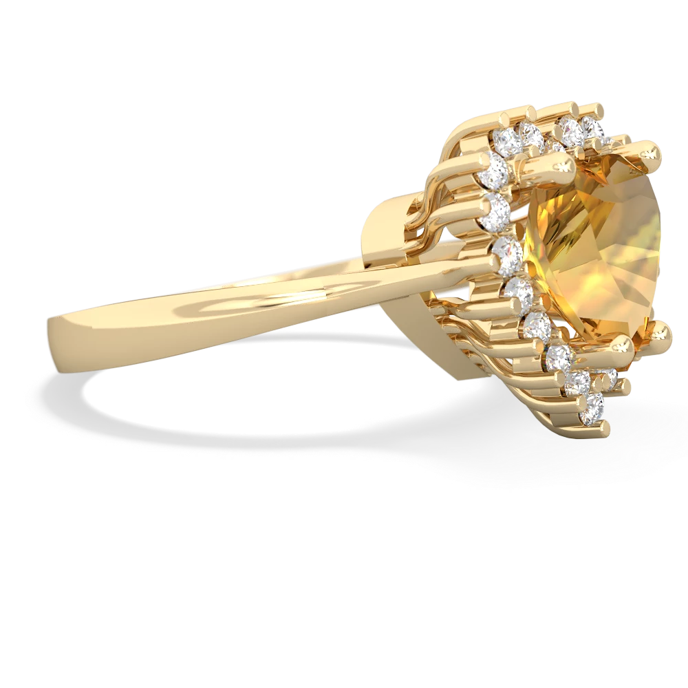 Citrine Sparkling Halo Heart 14K Yellow Gold ring R0391