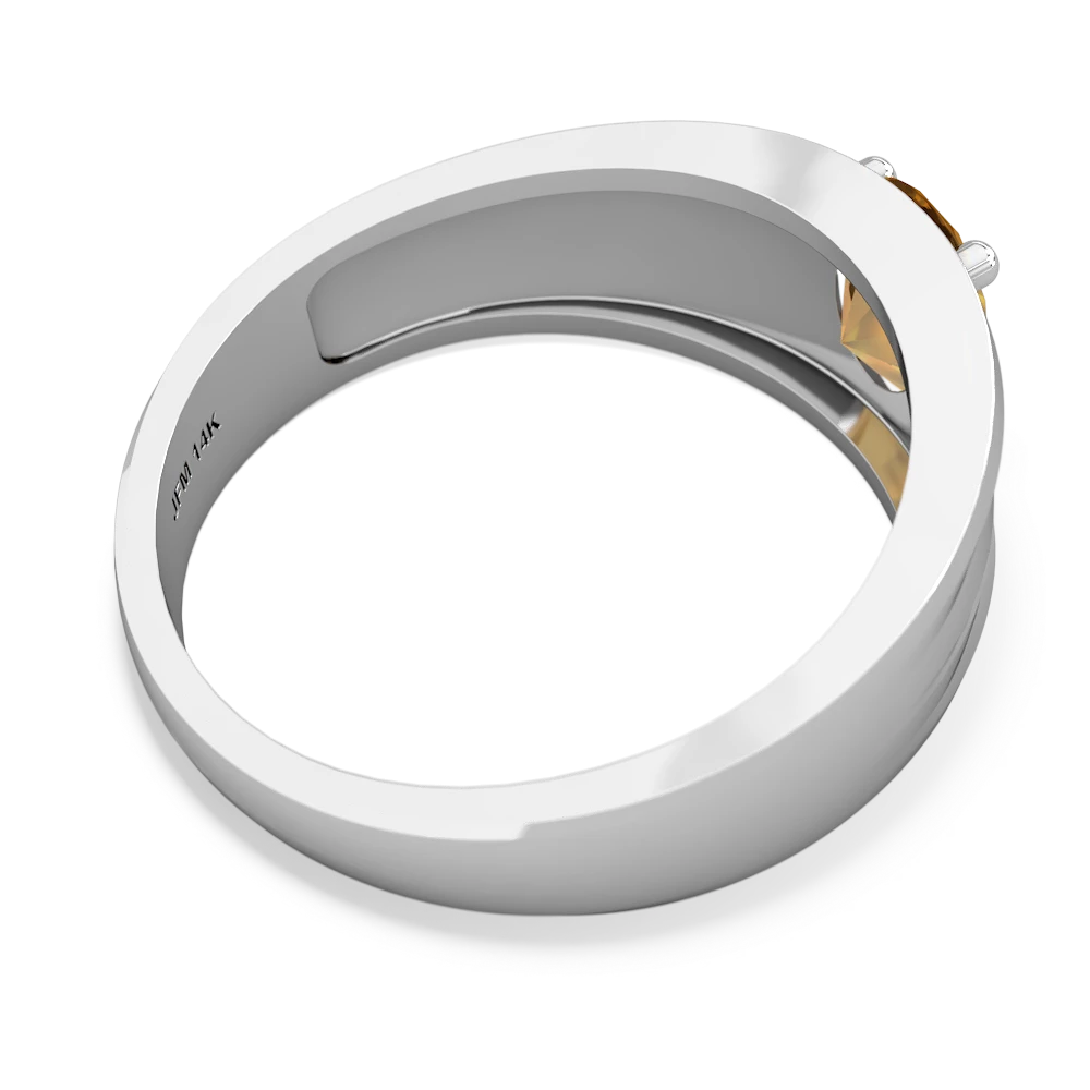 Citrine Men's Two Lane 14K White Gold ring R0363