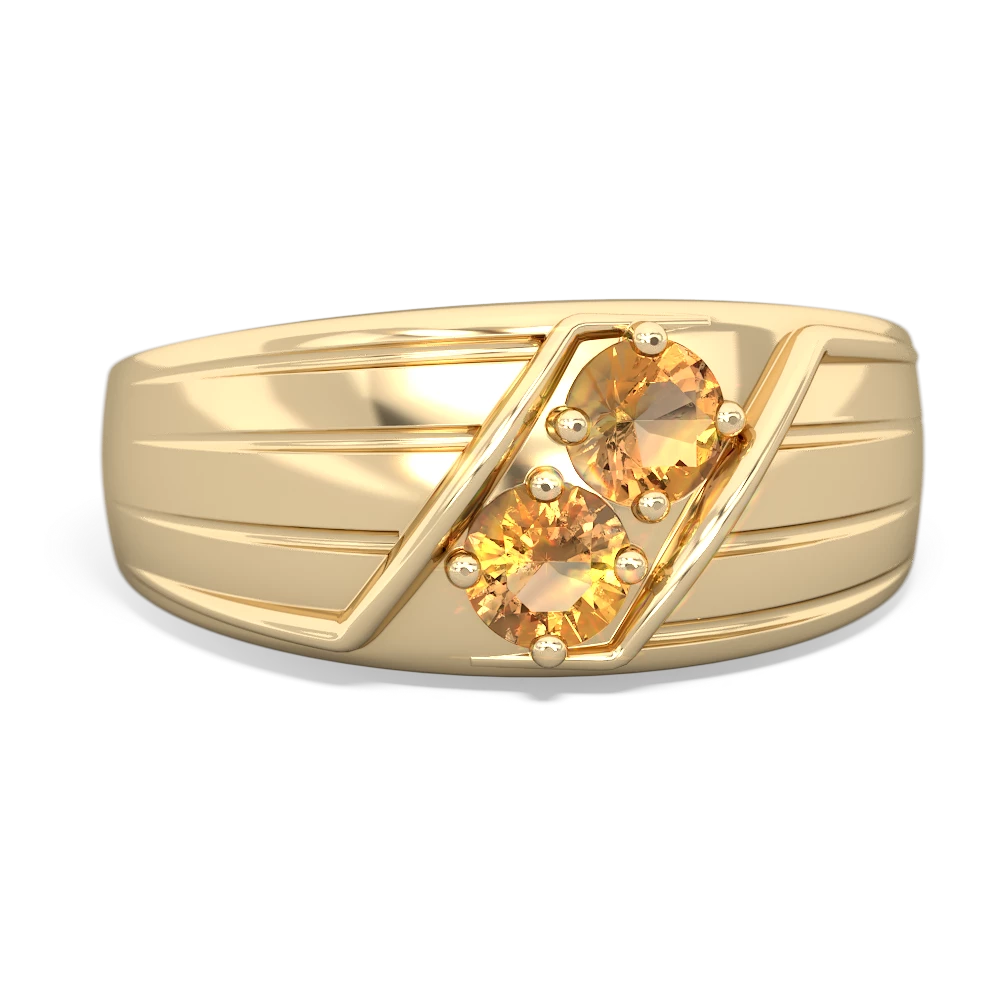 Citrine Men's Streamline 14K Yellow Gold ring R0460