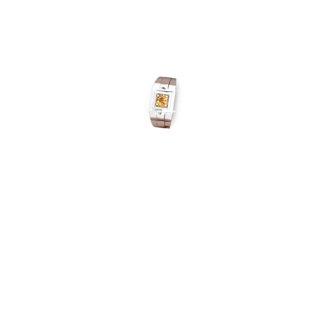 Citrine Men's Squared Circle 14K White Gold ring R0480