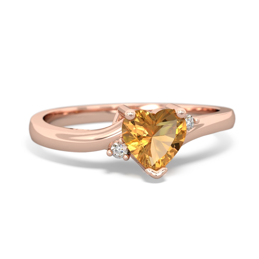 Citrine Delicate Heart 14K Rose Gold ring R0203