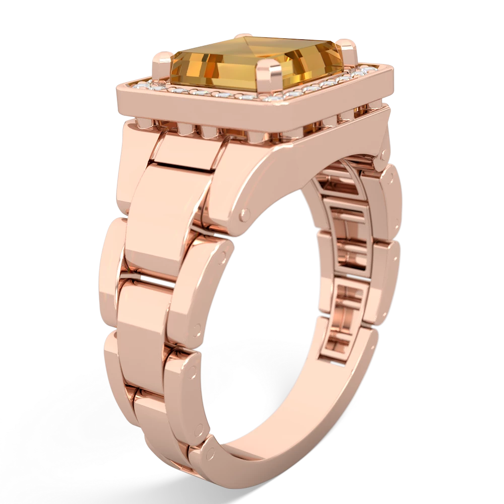 Citrine Men's Watch 14K Rose Gold ring R0510