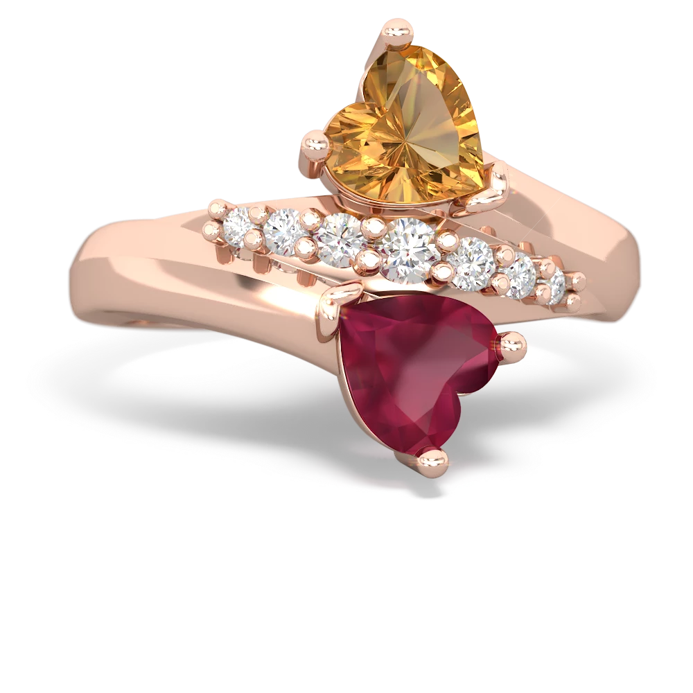 Citrine Heart To Heart 14K Rose Gold ring R2064