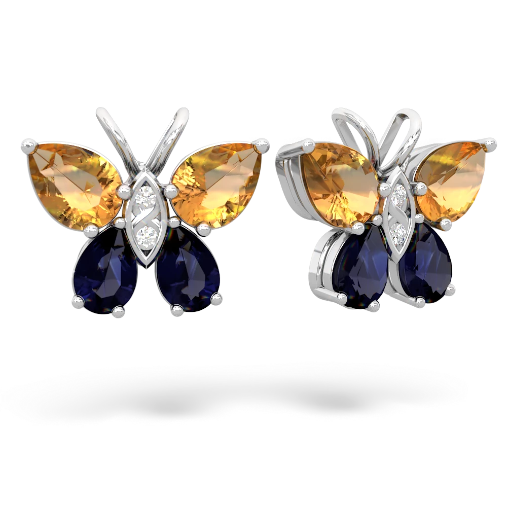 Citrine Butterfly 14K White Gold earrings E2215