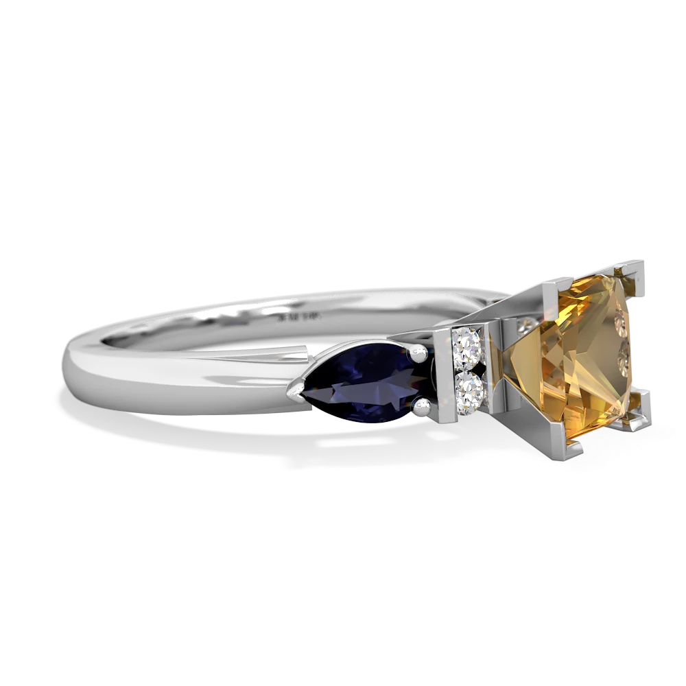 Citrine 6Mm Princess Eternal Embrace Engagement 14K White Gold ring C2002