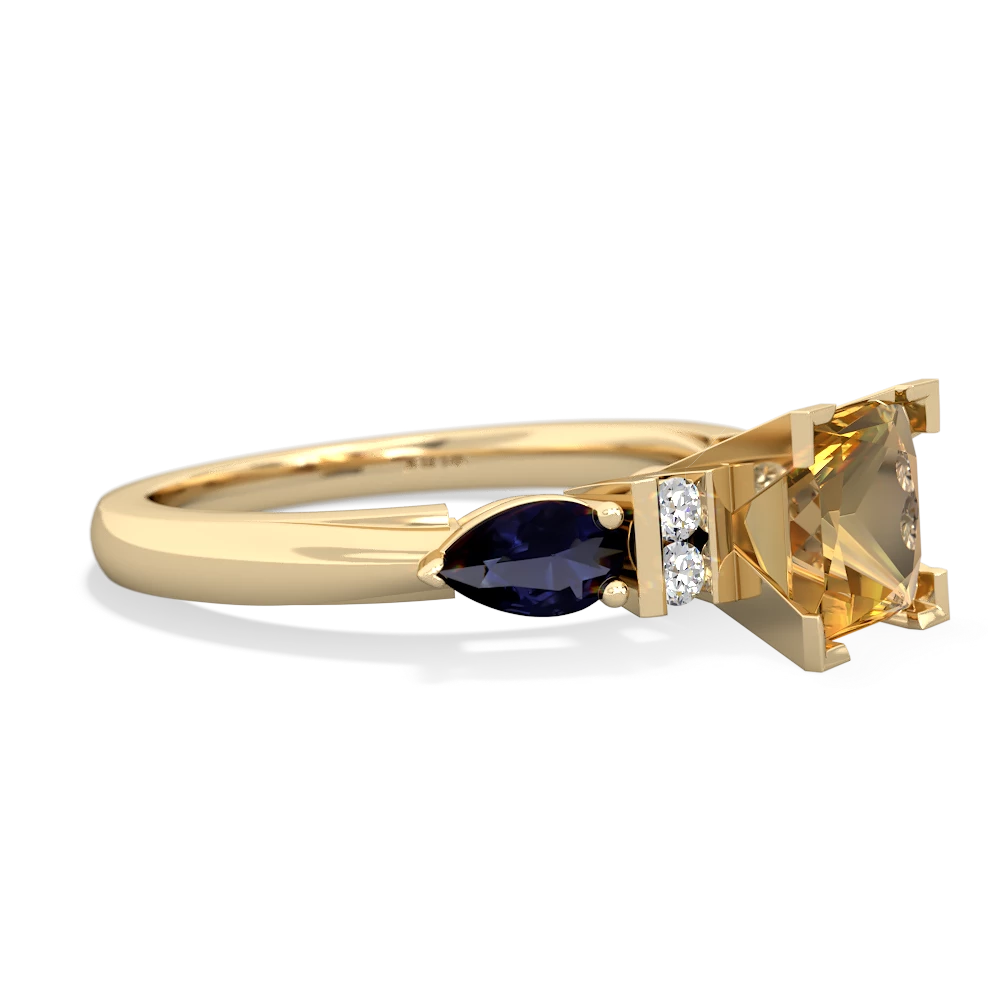 Citrine 6Mm Princess Eternal Embrace Engagement 14K Yellow Gold ring C2002