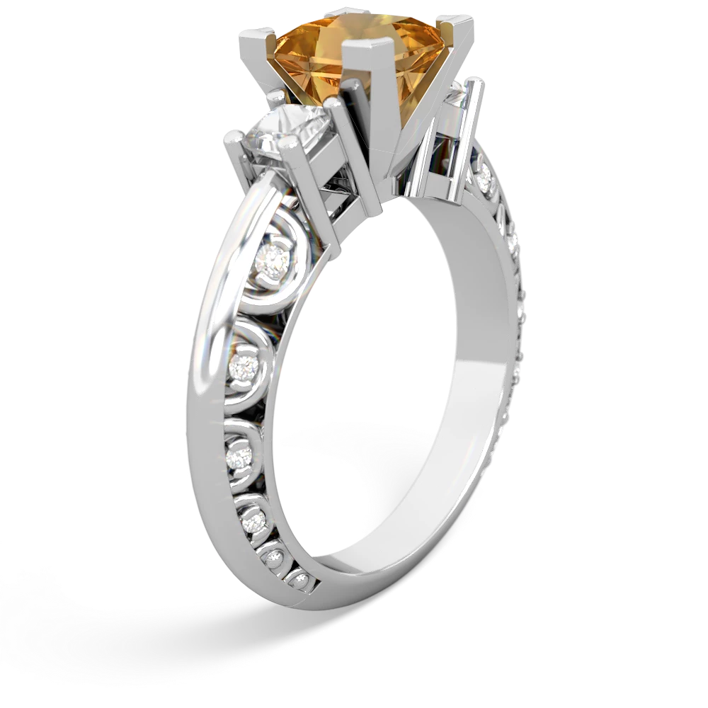 Citrine Eternal Embrace Engagement 14K White Gold ring C2001