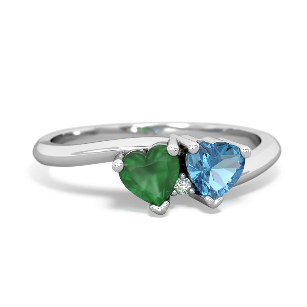 Emerald Sweethearts 14K White Gold ring R5260