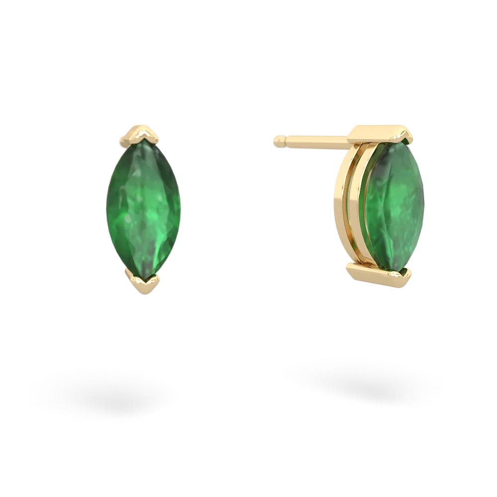 Emerald 8X4mm Marquise Stud 14K Yellow Gold earrings E1701