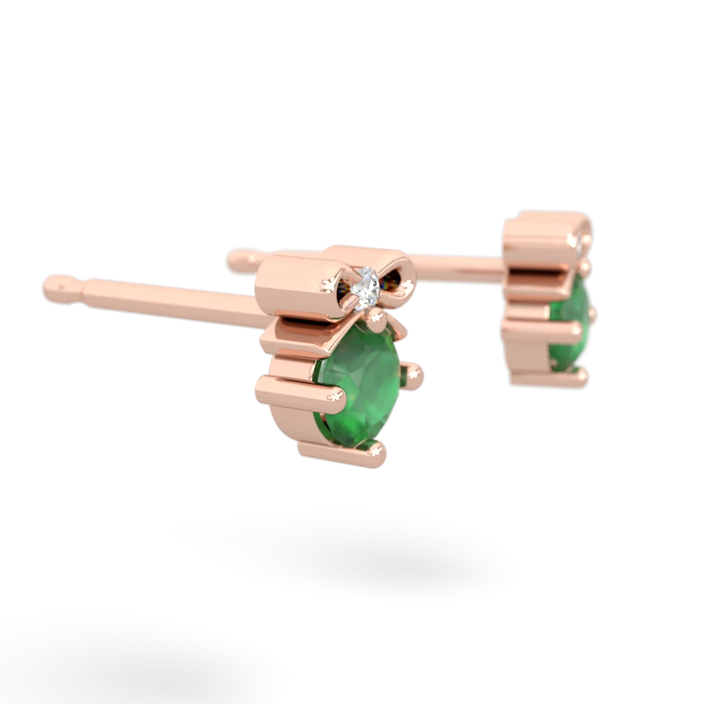Emerald Diamond Bows 14K Rose Gold earrings E7002