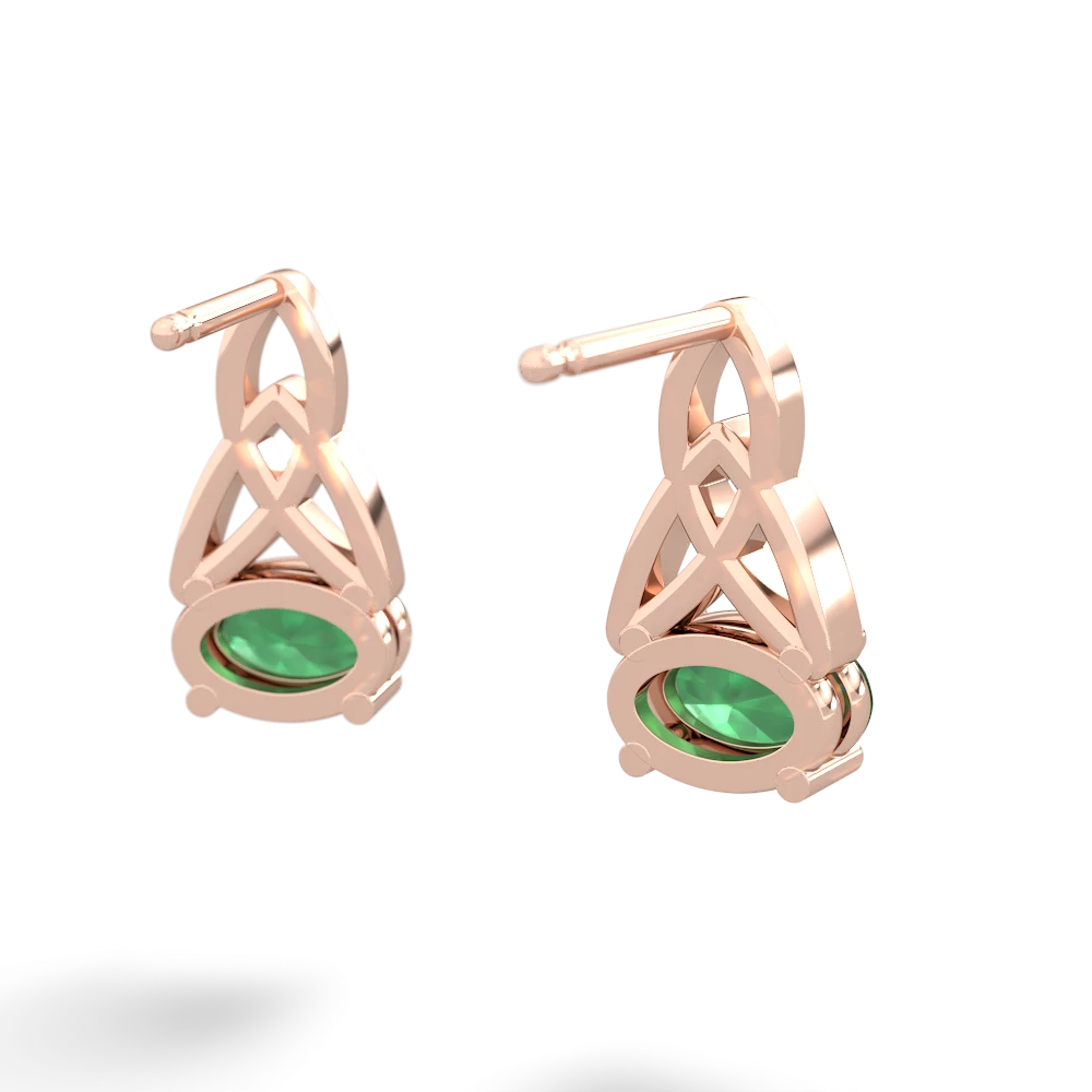 Emerald Celtic Trinity Knot 14K Rose Gold earrings E2389