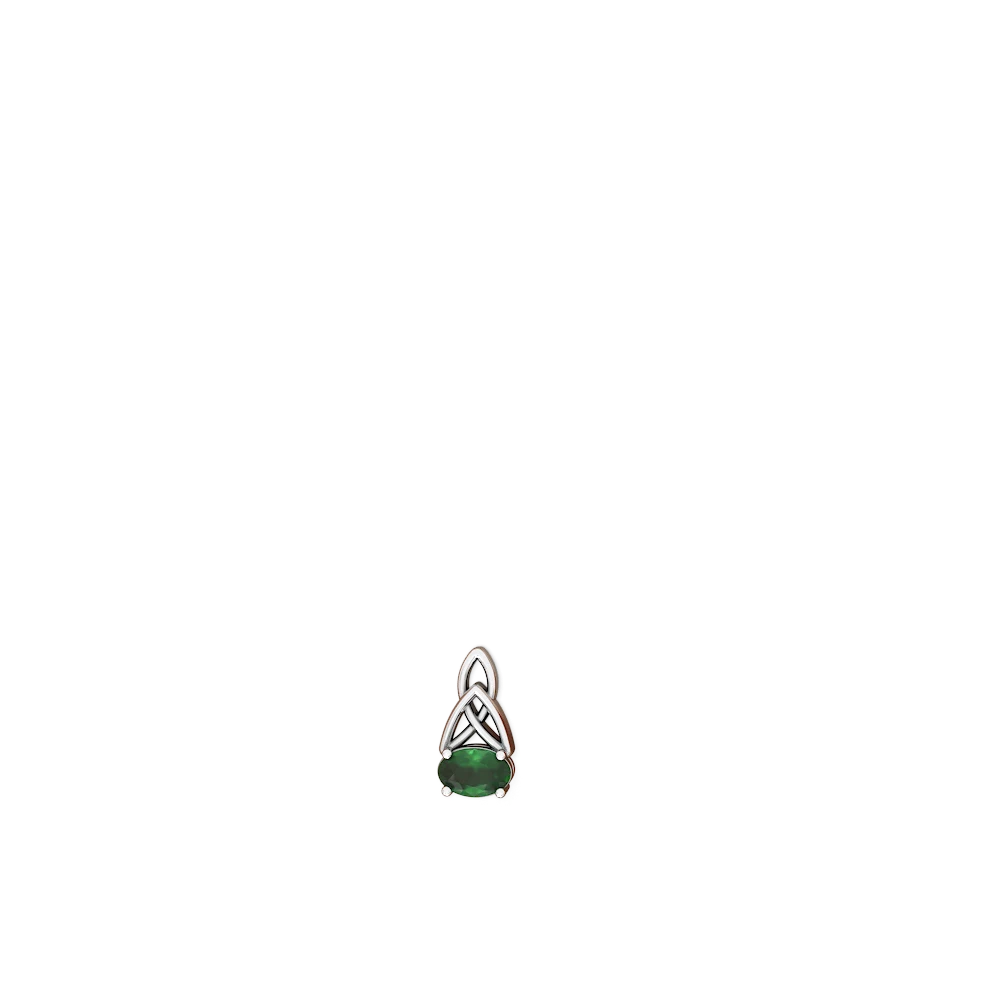 Emerald Celtic Trinity Knot 14K White Gold earrings E2389