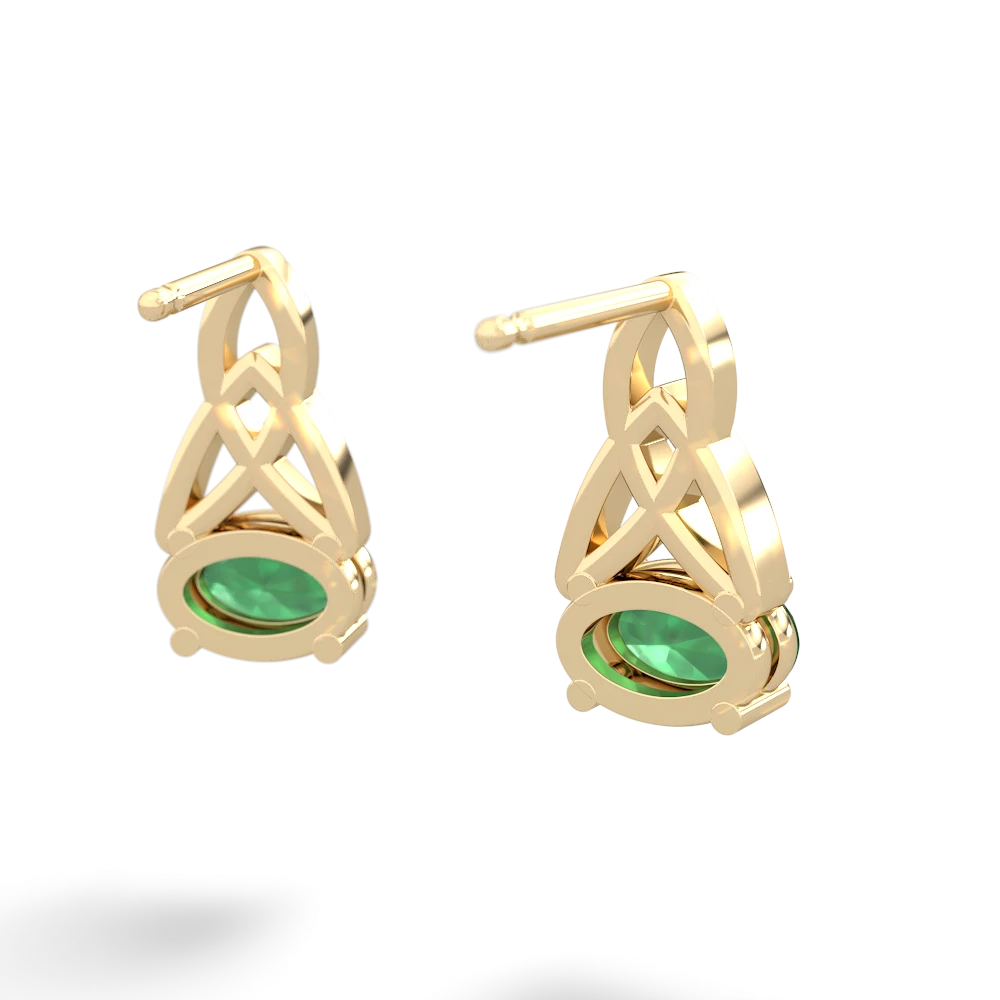 Emerald Celtic Trinity Knot 14K Yellow Gold earrings E2389