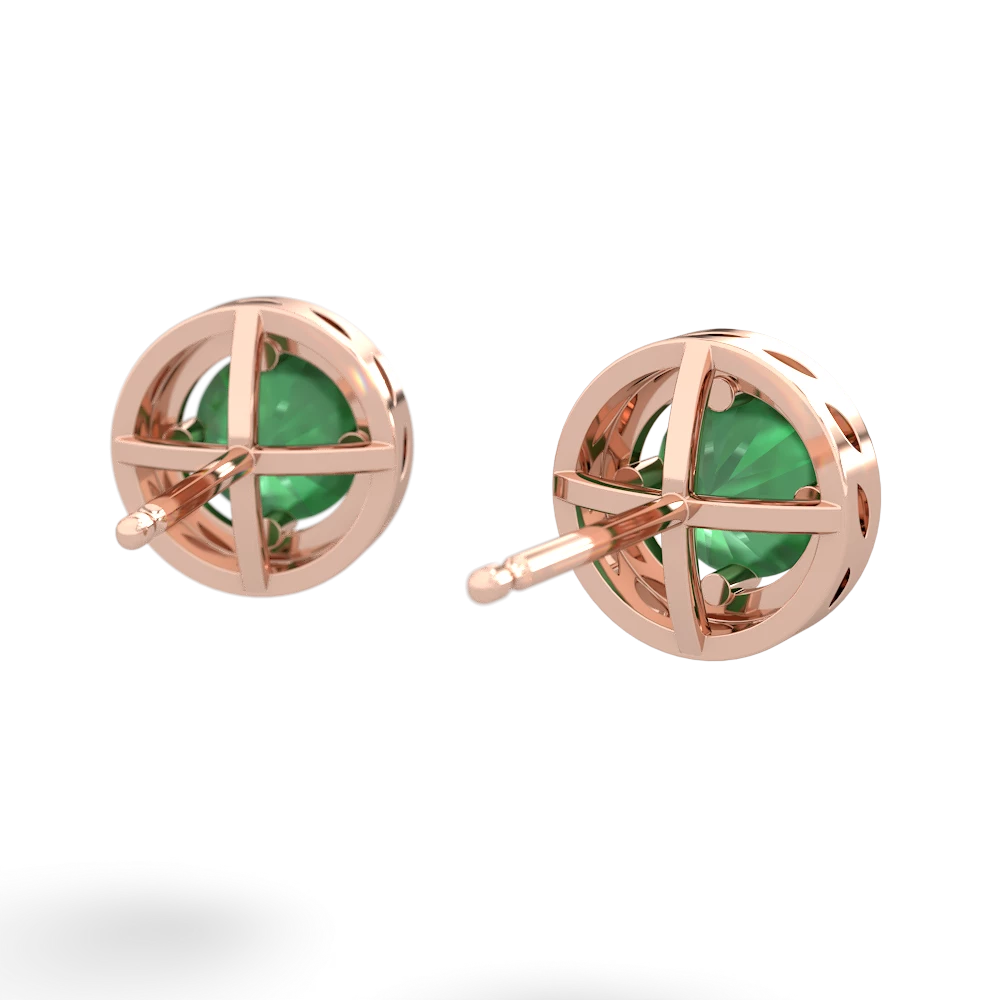 Emerald Halo 14K Rose Gold earrings E5320