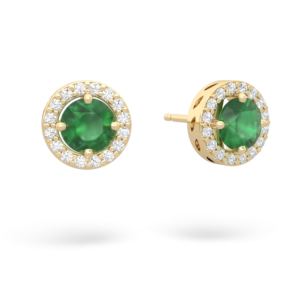 Emerald Halo 14K Yellow Gold earrings E5320