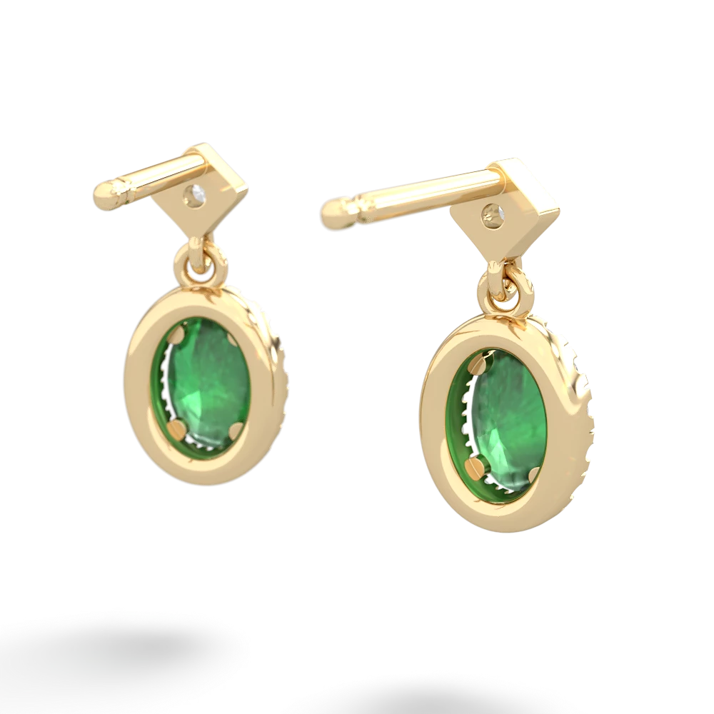 Emerald Antique-Style Halo 14K Yellow Gold earrings E5720
