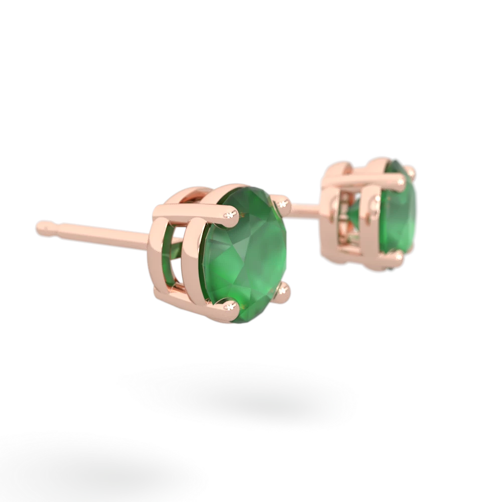 Emerald 6Mm Round Stud 14K Rose Gold earrings E1786