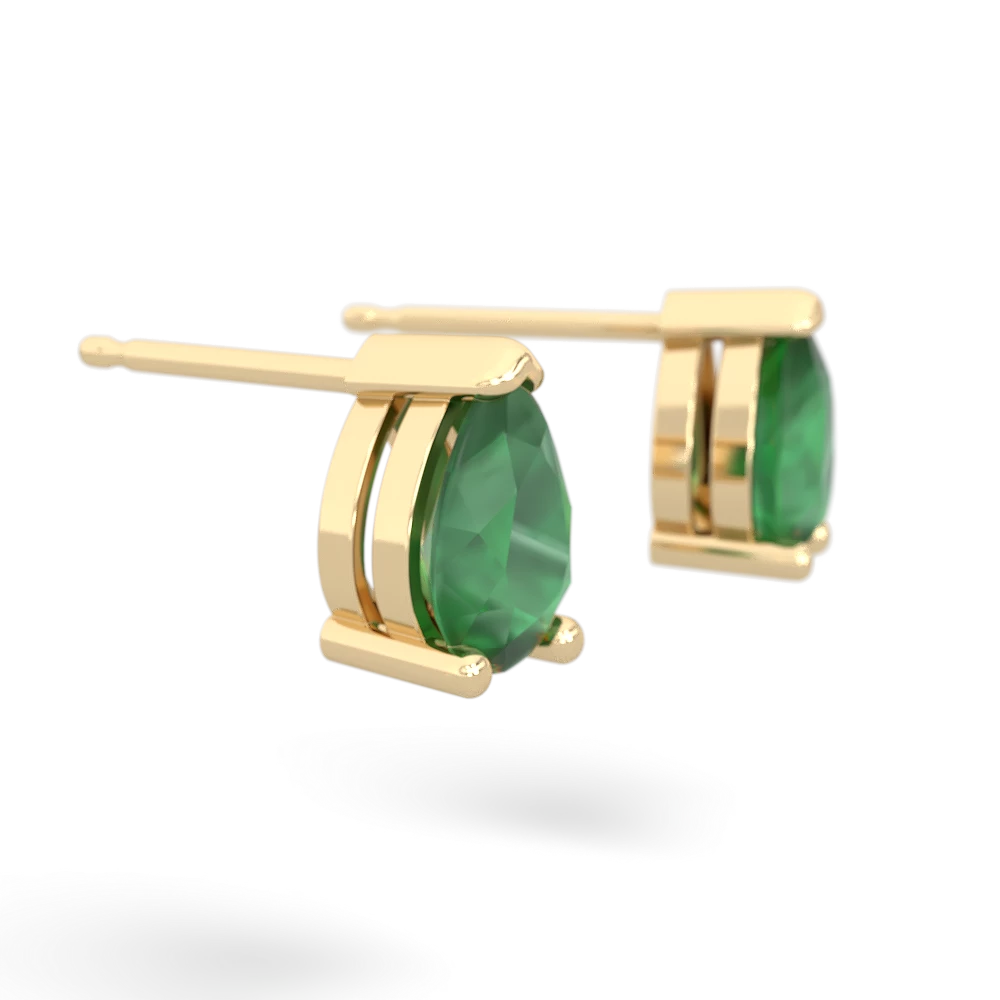 Emerald Teardrop Stud 14K Yellow Gold earrings E1793