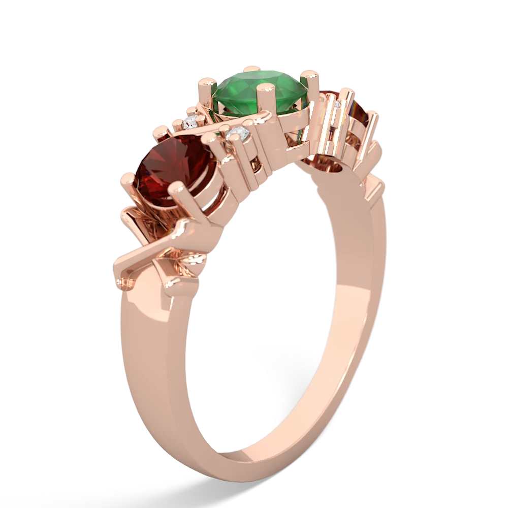 Emerald Hugs And Kisses 14K Rose Gold ring R5016